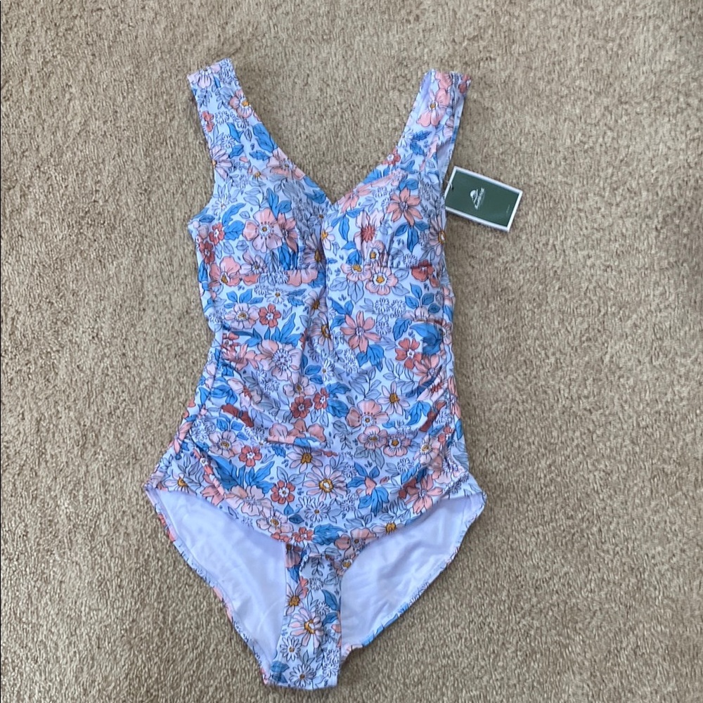 Floral Blue and Pink Women's Swimsuit